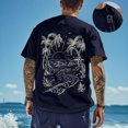 thumbnail image 2 of Mens Graphic T-shirts Short Sleeve Crewneck Tee Beach Vacation Print Loose Summer Beachwear Top Navy XXL, 2 of 7