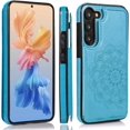 thumbnail image 6 of Design for Samsung Galaxy S23 5G Case with Tempered Glass Screen Protector PU Leather Credit Card Holder Slot Wallet Phone Cases Stand Kickstand Protective Cover for S 23 Men 6.1 inch Blue, 6 of 12