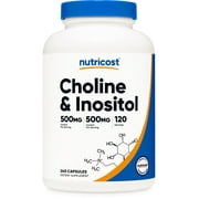 Nutricost Choline & Inositol Supplement (1,000mg) 240 Capsules - 500mg Choline, 500mg Inositol, GMO-Free, Gluten-Free, 120 Servings