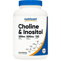 Nutricost Choline & Inositol Supplement (1,000mg) 240 Capsules - 500mg Choline, 500mg Inositol, GMO-Free, Gluten-Free, 120 Servings