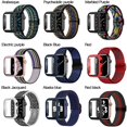 thumbnail image 4 of ALMNVO Screen Protector Case Nylon Strap for Apple Watch Band 45 mm 41mm 44mm 40mm 42mm 38mm Tempered Glass Scrunchie Elastic Sport Single Loop for iWatch Series 7 6 SE 5 4 3 2 1, 4 of 6