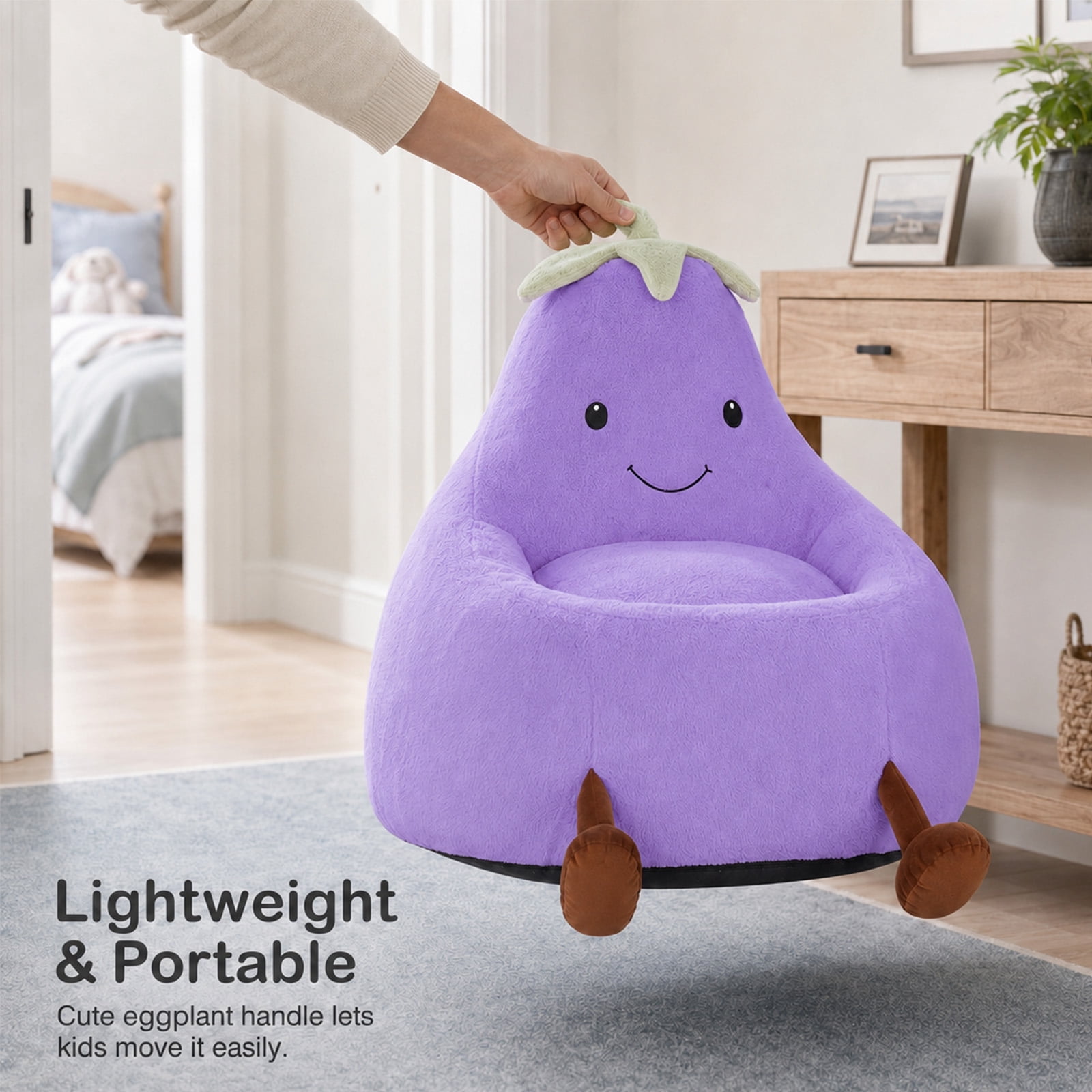 Alvantor Kids Bean Bag Chair, Stuffed Toddler Couch with Artificial Rabbit Fur Cover for Teens & Kids, Comfy Lazy Sofa Chair for Reader, Living Room, Bedroom