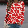 thumbnail image 2 of Womens Valentines Long Sleeve Shirts Casual Oversized Round Neck Printed Pullover Lightweight Tops Fall Clothes, 2 of 4