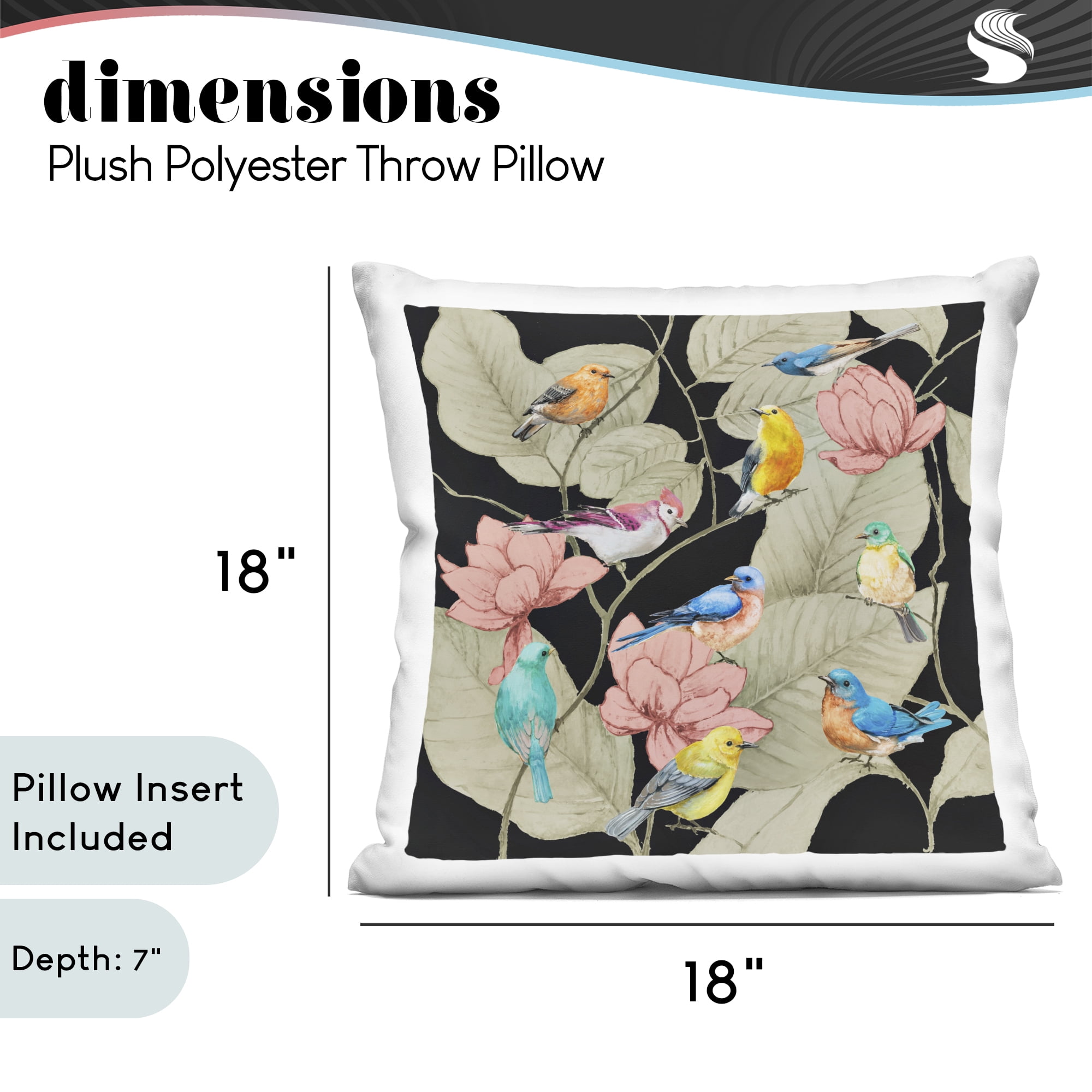 Stupell Industries Tropical Array of Birds Decorative Printed Throw Pillow, design by Lorenzo Collective