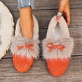 thumbnail image 6 of Xfvqtps Womens Fleece Lined Loafers Winter Flat Shoes Casual Comfortable Warm Bow Detail Slip on Everyday Wear Orange, 6 of 9