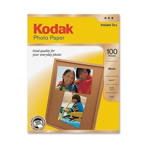 Kodak 8209017 Papier photo, 6,5 mil, brillant, 8-1/2 x 11, 100  feuilles/paquet 