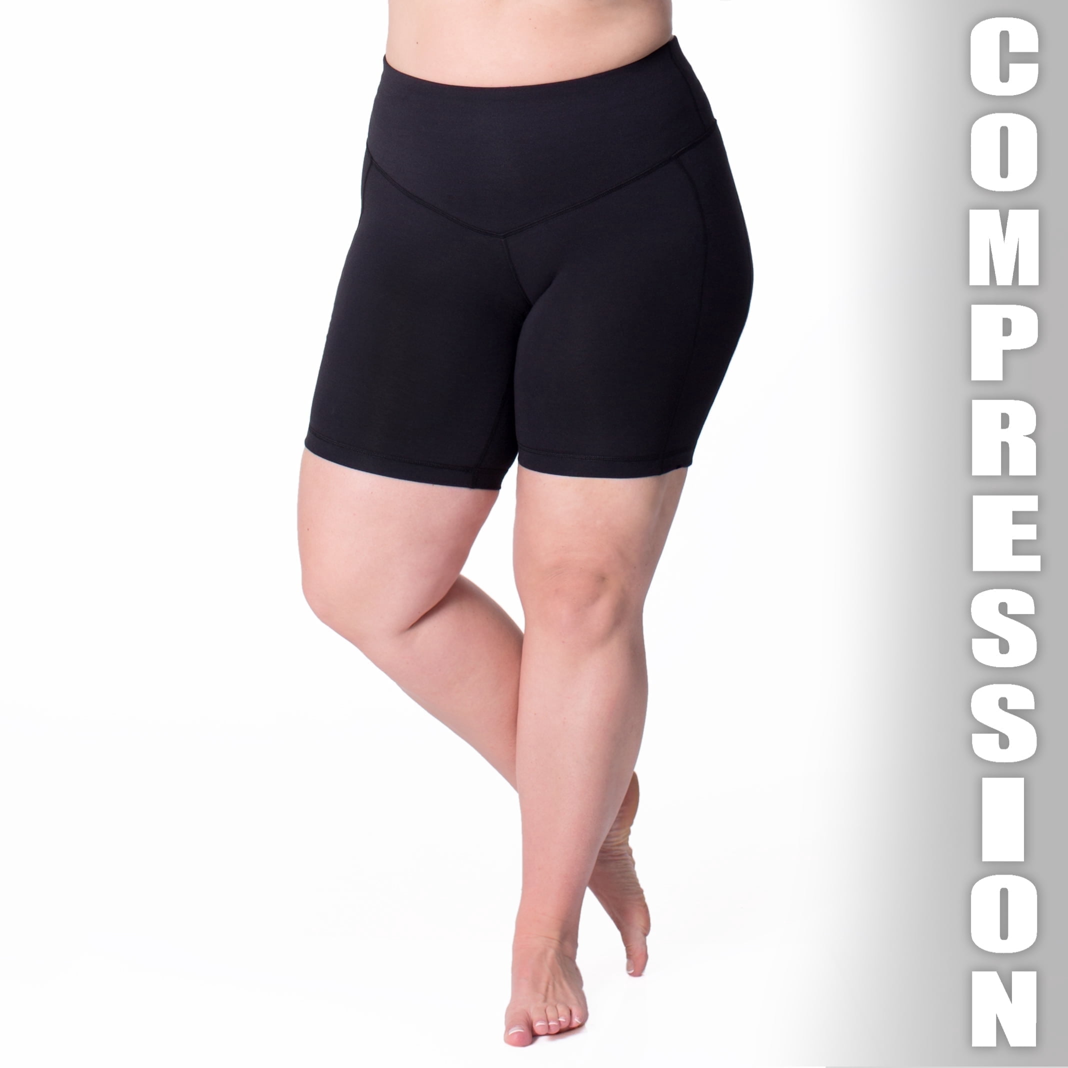 Rainbeau Curves Basic Compression Bike Short, Women's Plus Black 22/24