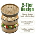 thumbnail image 2 of THY Collectibles 2-Tier Bamboo Steamer Basket Set with Stainless Steel Banding  Perfect for Dim Sum, Dumplings, Buns, Seafood & Rice  Ideal for Asian Cooking Natural, 8.25-Inch, 2 of 7