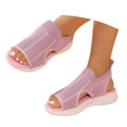 thumbnail image 3 of EliteGoogv Womens Mesh Sandals Open Toe Slip On Flat Summer Beach Shoes Sandals For Women Comfortable Walking Shoes Womens Sandals Light Pink US :7.5, 3 of 7
