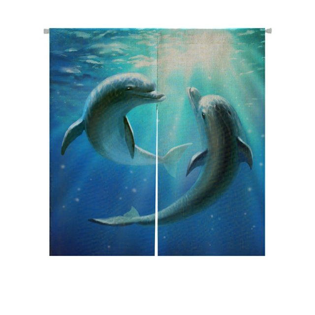 ABPHQTO Dolphins Japanese Noren Cortina Puerta Puerta Ventana Tratamiento Cortinas 105x120 cm