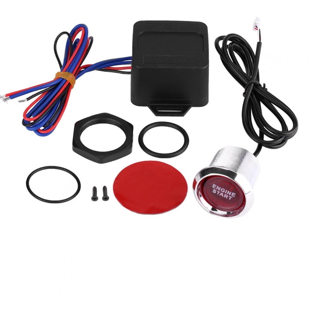 Botón pulsador de arranque de motor de vehículo universal de 12 V, encendido y apagado LED rojo