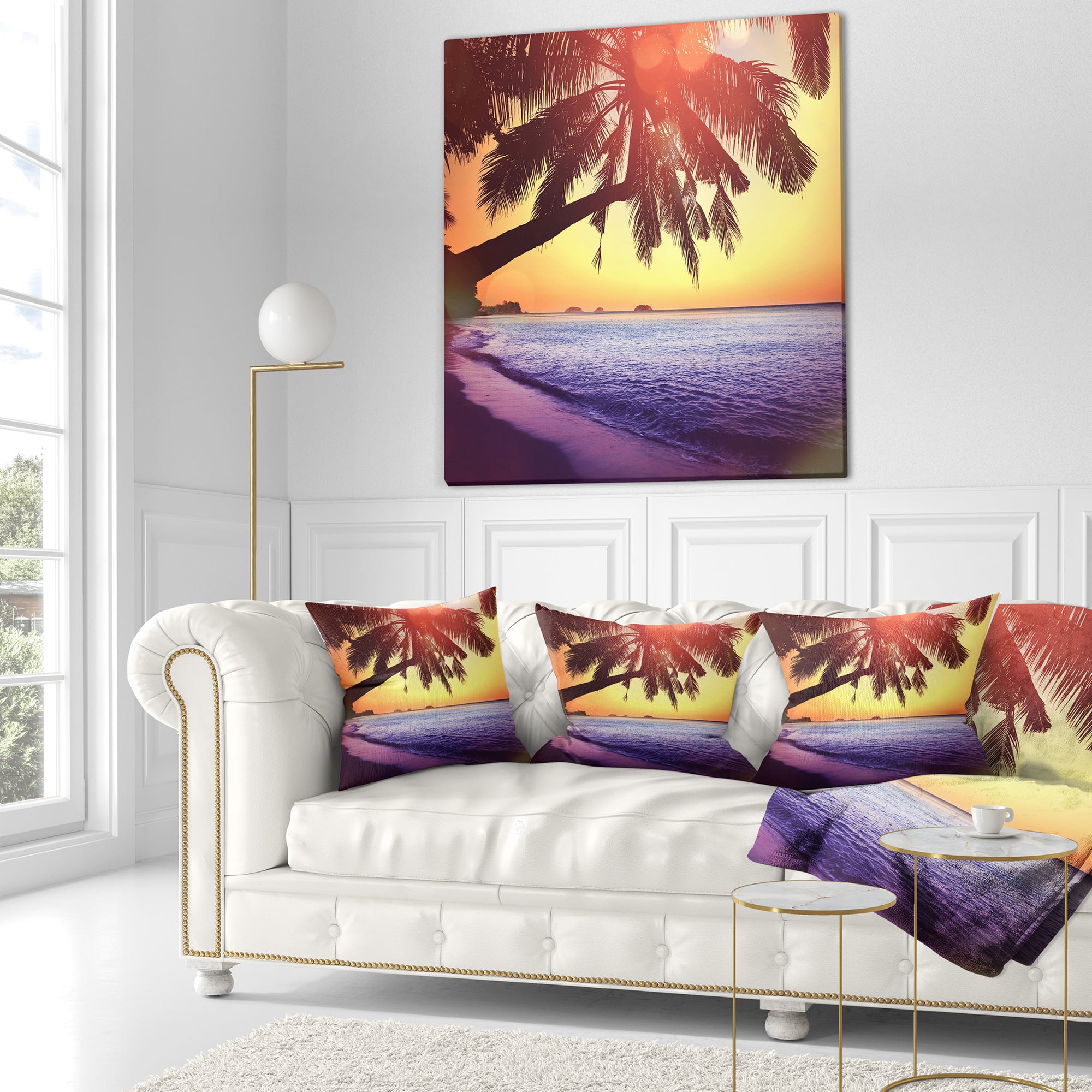 Designart 18" x 18" Purple Polyester Throw Pillow