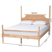 Baxton Studio Caliana Bobbin Four-Poster Platform Bed Natural Brown King