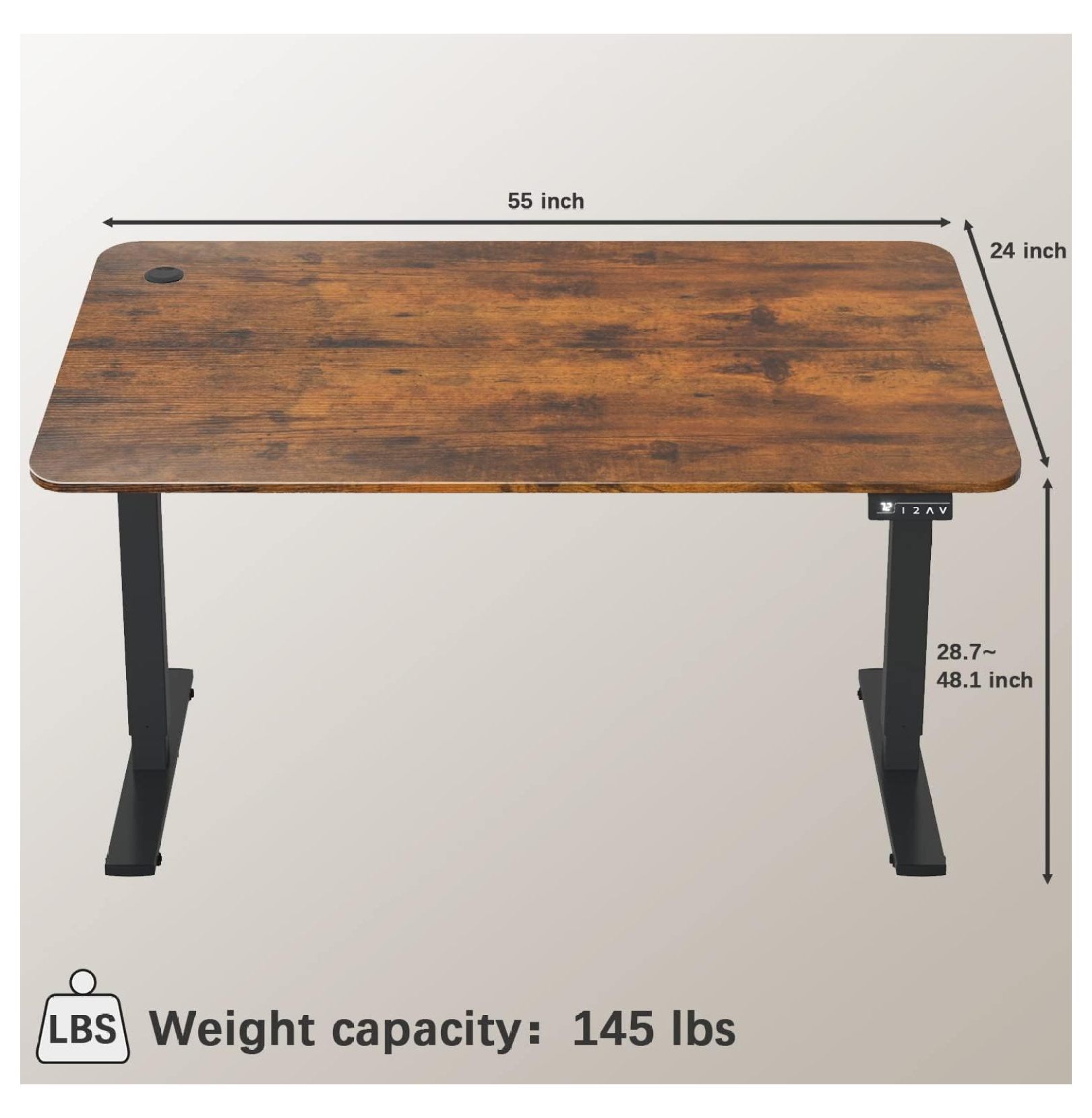 WDZS Electric Height Adjustable Standing Desk Large 55 x 24 Inches Sit Stand up Desk Home Office Computer Desk Memory Preset with T-Shaped Metal Bracke, Brown