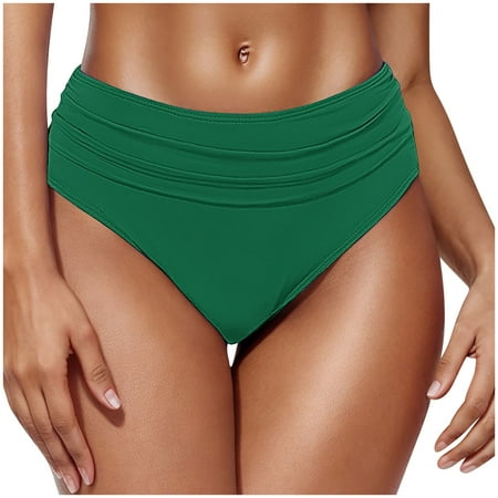 Arnsht Women s High Waisted High Cut Cheeky Thong Bikini Swimsuit Soft Comfort Breathable Bathing Suit Bottoms Green XXL
