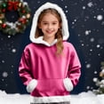 thumbnail image 6 of LTTVQM Boys Girls Christmas Pullover Hoodies Kids Boys Fuzzy Trim Hooded Sweatshirts Fall Winter Y2K Trendy Hoodies Hot Pink 7-8 Years, 6 of 7