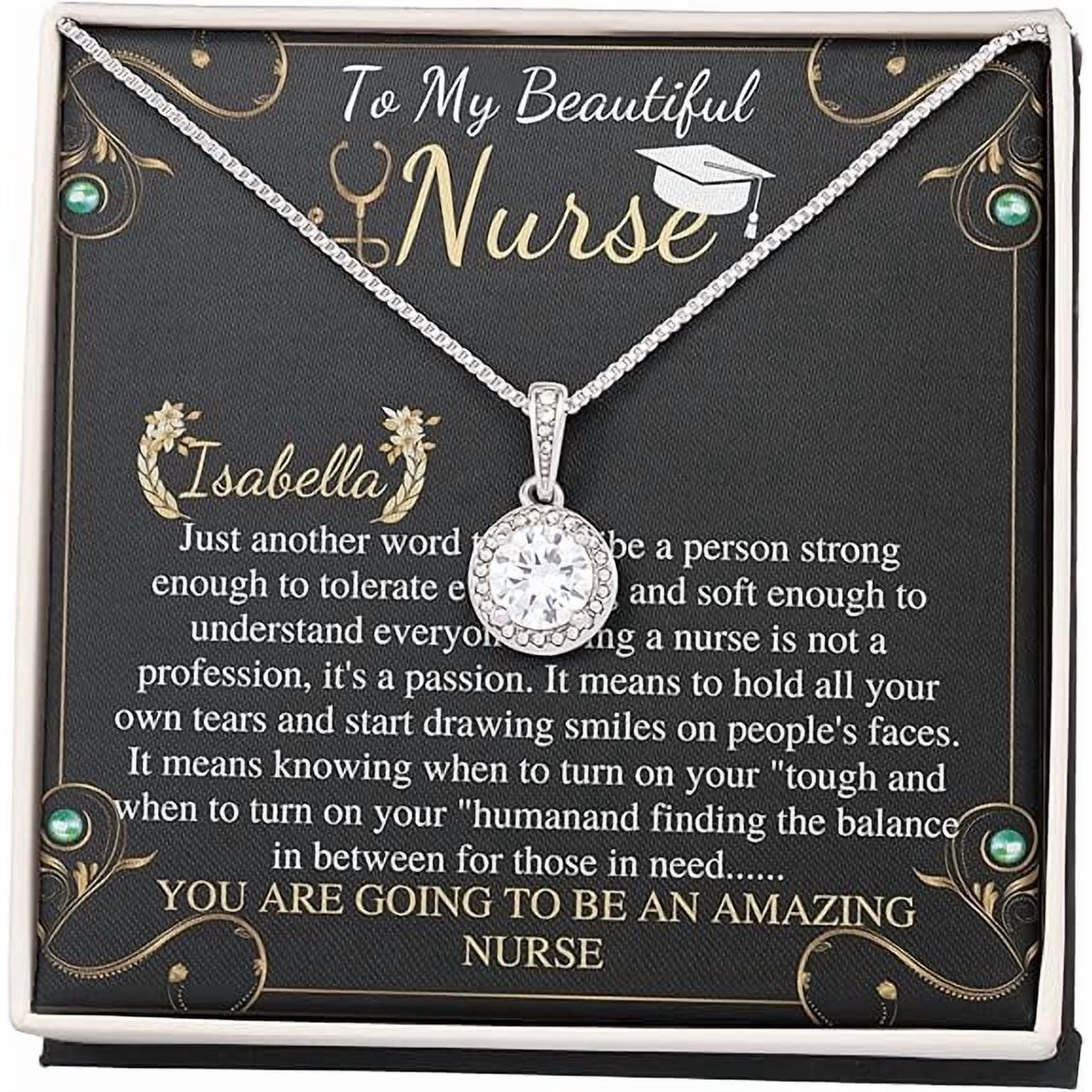 Eternal hope Personalized Necklace Graduation Gift for Nurse, new nurse gift on Graduation, Nursing Graduation Gift from Mom, Nurse Gift for Graduation Necklace gift with Message card