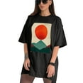 thumbnail image 3 of Plus Size Shirt for Women Black Tops for Women Short Sleeves Shirt for Women Abstract Sun T Shirt Crewneck Shirt for Women XS, 3 of 5