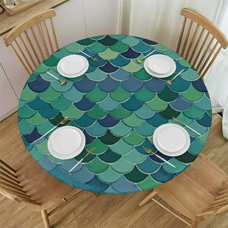 

Tllo0ord Indoor Outdoor Patio Round Fitted Tablecloth Elastic Edge Waterproof Wipeable Cover Grunge Art Moroccan Grid Fits Tables 54-58