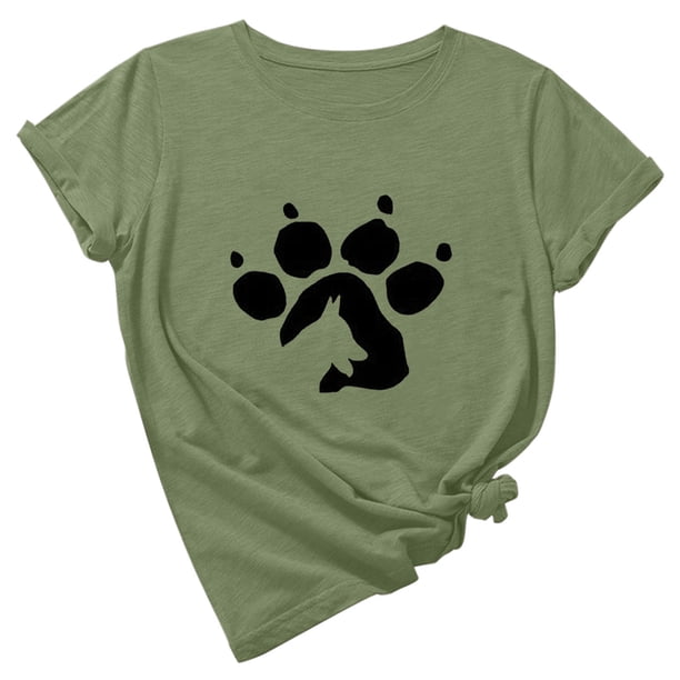 Camiseta de manga corta con estampado de animales y cuello redondo suelto a la moda de verano para mujer Pompotops hfajkhk135061