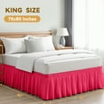 thumbnail image 3 of AzulHome Bed Skirts Dust Ruffle for King Size Bed, 18 inch Tailored Drop with Adjustable Elastic Belt, Easy to Install and Clean, Rose Red, 3 of 8