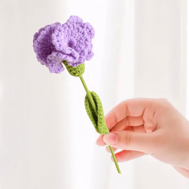 Clavel de ganchillo, flores de ganchillo hechas a mano, exquisita flor de clavel tejida a mano, acabado estético para decoración del hogar y la Oficina