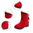 thumbnail image 5 of Wovix Womens Snow Boots Faux Suede Boots Slip-On with Side Pom Round Toe Shoes Chunky Winter Warm Boots Trendy Daily Red 40, 5 of 7