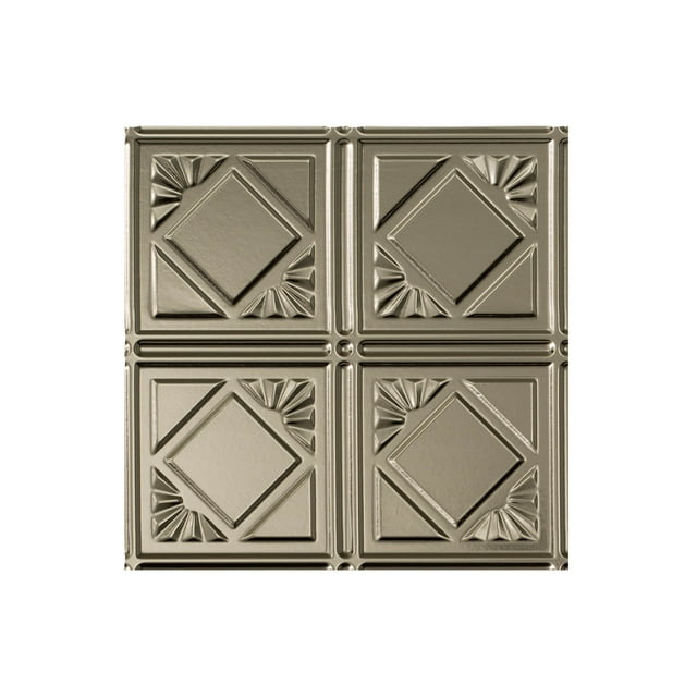 Fasade Easy Installation Traditional 4 Brushed Nickel Glue Up Ceiling Tile/ Ceiling Panel (12" X 12" Sample)