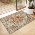thumbnail image 4 of Entryway Rug - 2''x3'' Boho Soft Low Pile Washable Area Rug, Non-Slip Small Rugs Indoor for Front Door Entrance Kitchen Bathroom, Vintage Carpet Stain Resistance (Dark Green, 2x3ft), 4 of 6