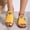 Yellow, variant on Caywon Women's Flat Sandals Dressy Comfortable Open Toe Slip On Summer Slides Shoes Leather Sandals Open Toe Vacation Slip on Slides