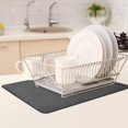 thumbnail image 2 of Coffee Machine Mat Dish Drying Mat - 12x19, PU Surface & Rubber Backed, Kitchen Countertop Protector, Quick Absorbent, Heat Resistant - Gray, 2 of 6