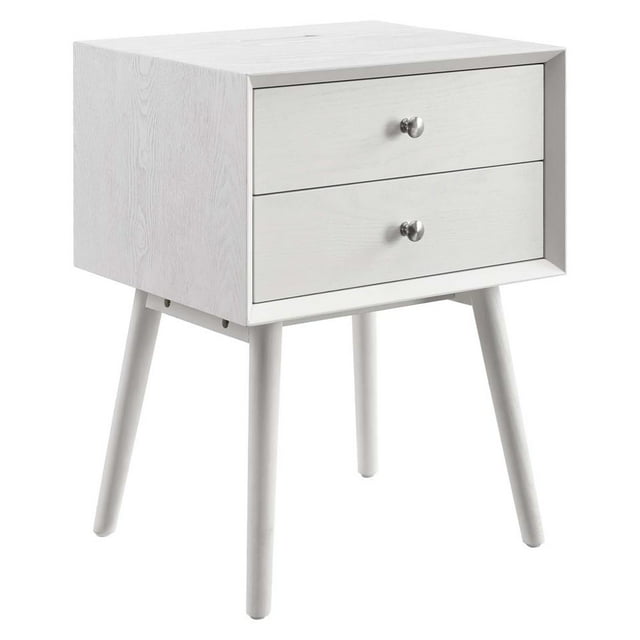 Modway Table de Nuit en Bois Ember avec Ports USB, Blanc Blanc