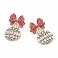 thumbnail image 5 of Michellecmm Women Christmas Ball Earrings Cute Bow Glitter Rhinestone Pearl Non-Fading Dangle Earrings Funny Accessories, 5 of 8