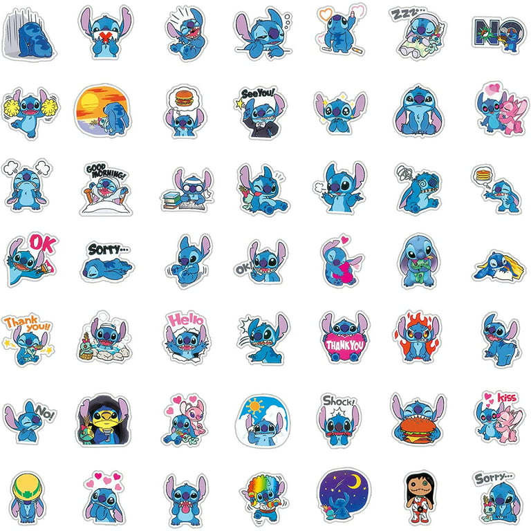 Lilo & Stitch Stickers Pack, 100pcs, Cartoon Vinyl Waterproof Decals for Water Bottle, Laptop, PC, Case, Car, Notebook, Skateboard, Journal, Aesth