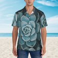 thumbnail image 2 of Honeii Blue Color Cactus Print Men’s Hawaiian Shirt,Classic Button-Down Short Sleeve Shirt, for Beach, Vacation, and Outdoor Activities,X-Large, 2 of 7