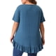 thumbnail image 3 of Camisetas de talla grande Agnes Orinda para mujeres, con cuello Henley, botones, mangas cortas y dobladillo con volantes, 3X, azul, 3 of 6