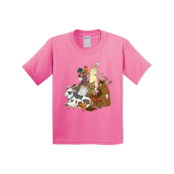 Inktastic Happy Farm Animals Youth T-Shirt