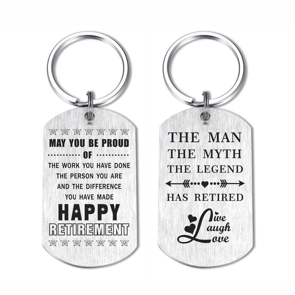 DEGASKEN Lightweight the Man the Myth the Legend Has Retired Retirement Men Split Ring Keychain Keychains, Black Bag, Silver, 1