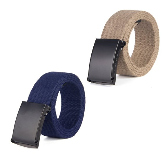 TELOLY Boy'S School Uniform 2 Pack Distressed Silver Flip Top Military Canvas Web Belts Large Navy,Khaki Boys Belts 10-12