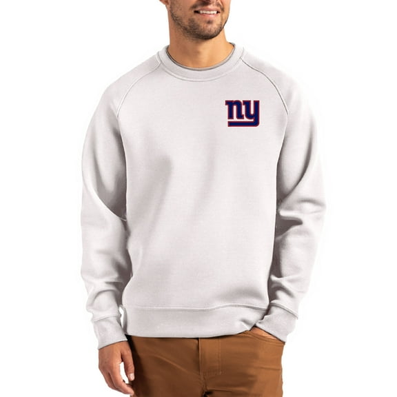 Men's Cutter & Buck Gray New York Giants Primary Logo Roam Recycled Raglan Pullover Sweatshirt