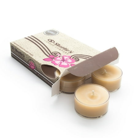 - Vanilla Maple Tealight Candles - Highly Scented with Natural Oils - 6 Beige Hand Poured Tea Lights - Clear Container for Beautiful Candlelight - Bakery & Food Collection