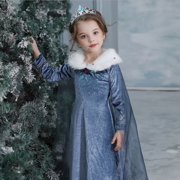 Winter Frozen Elsa Cosplay Princess Dress Kid Girl Snow Queen Vestido Velvet Clothing Elza Halloween Christmas Costume 2-10T