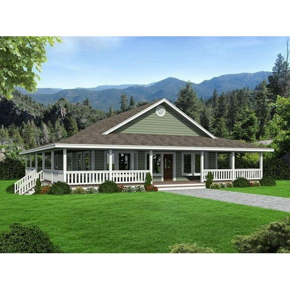 001-3623: Mountain Ranch 2 Bed, 3 Bath Luxury Home Plan, 1565 Sq Ft: Full Blueprints with License to Build by Home Plan Marketplace - Lesuto