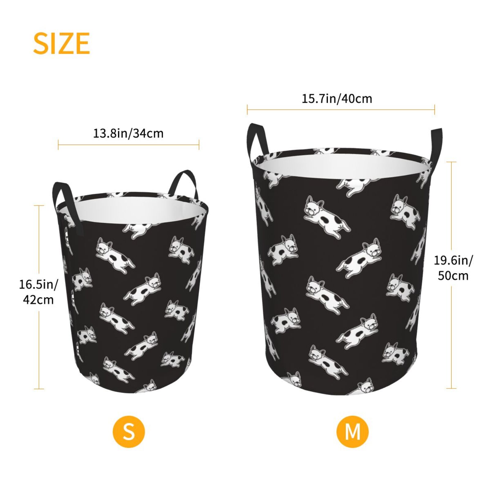 Large Laundry Basket with Handles - Funny Cute French Bulldog_A Kids Baby Dirty Clothes Laundry Hamper for Bedroom Aesthetic