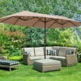 thumbnail image 5 of Ainfox 13ft Large Patio Umbrella,Outdoor Double-Sided Rectangle Market Heavy Duty Umbrellas without Base, Khaki, 5 of 9