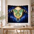 thumbnail image 5 of Green Luna Moth Against a Full Moon in a Starry Sky, Mystical Celestial for Space Lovers, Cosmic Forest Art Decor, Housewarming Gift, Tapestry Wall Hanging for Bedroom and Living Room, 5 of 7