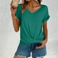 thumbnail image 3 of Uooqdmx Twist Front Tops for Women, Front Knot Tops for Women, V Neck T Shirts for Women, Front Tie Tops for Women, Womens Shirts Dressy Casual, Mint Green XL, 3 of 6
