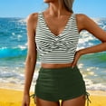 thumbnail image 5 of Ounisa Women's Striped Print Tankini Tank Tops and Tummy Control Shorts Bathing Suits, 5 of 6