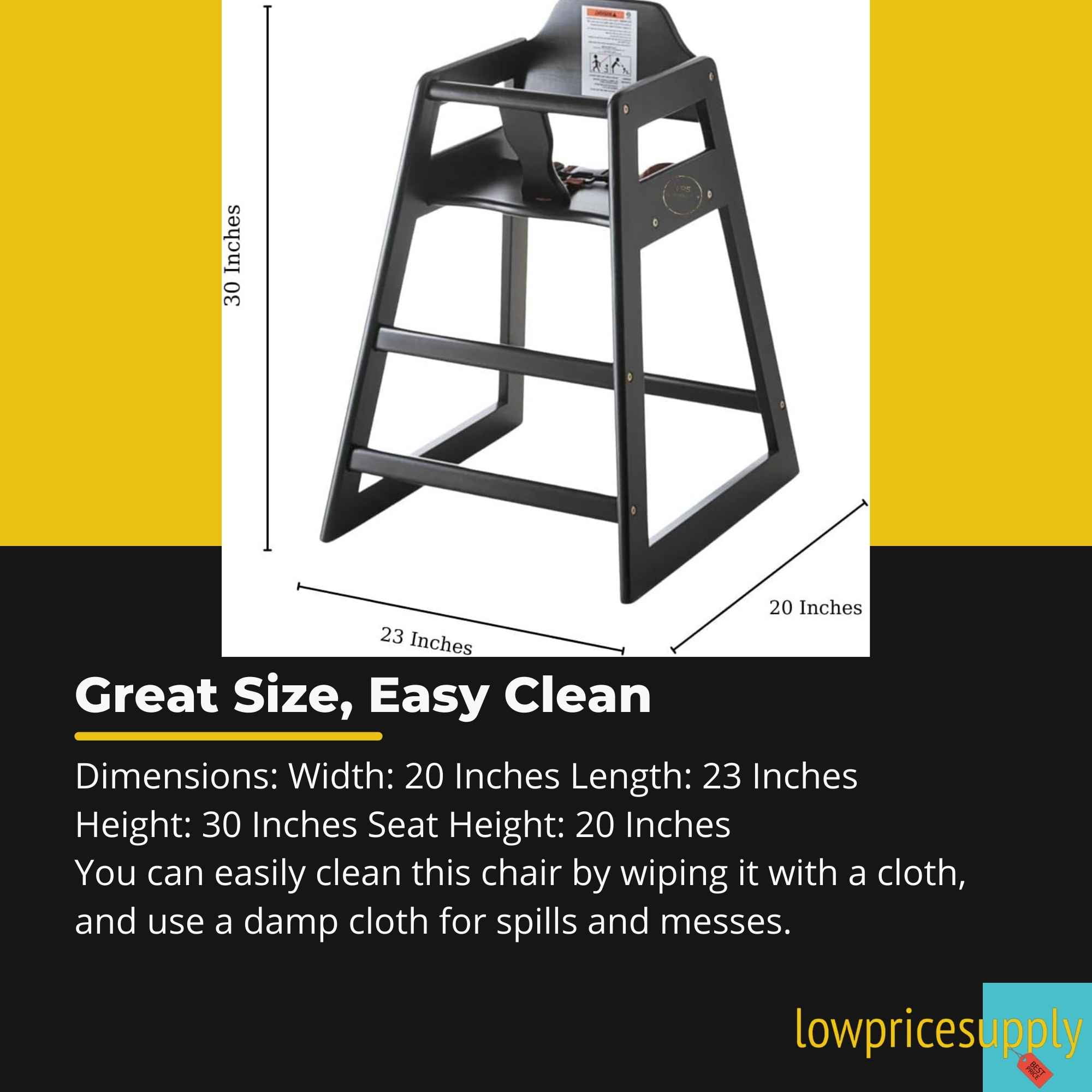 2 Pack - Ready-to-Assemble Restaurant Wood High Chair with Black Finish