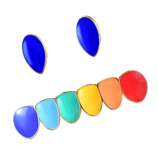 2 Colgantes De Dientes De Colmillo E Inferior Para Hombres, Mujeres, Boca Ip, Joyería Colorida, Dientes De Esmalte Chapado en oro Zulema Teeth Grills Caps